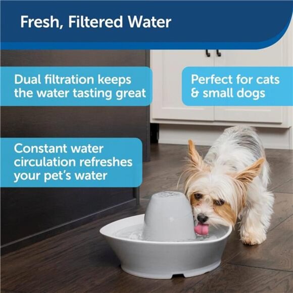 Ceramic Pet Fountain –for Cats and Small Dogs–60 Oz Water Capacity–Whisper-Quiet - Picture 4 of 6